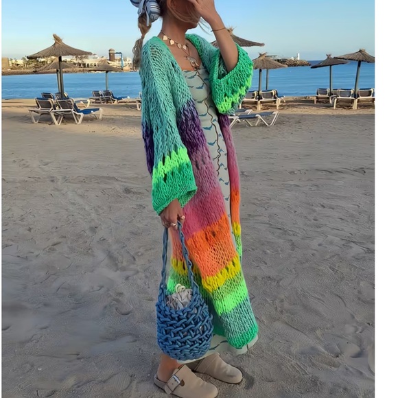 Sweaters - NEW! Boho hand stitched maxi cardigan